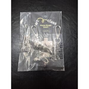 Target 2 Piece Silver Chain Phone Strap/Insert 8 Hanging Charms Cute b3